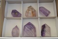 Polished Window Amethyst Points x 6 From Ankazobe, Madagascar