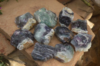 Natural Rough Watermelon Fluorite Cobbed Specimens x 12 From Uis, Namibia