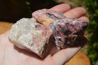 Natural Cobbed Rhodonite & Chromite Pieces x 9 From Rushinga, Zimbabwe - TopRock