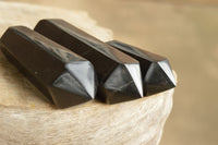 Polished Double Terminated Black Basalt Points  x 3 From Madagascar - TopRock