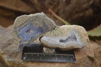 Polished Blue Lace Agate Geode Specimens  x 6 From Malawi