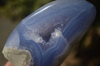 Polished Blue Lace Agate Standing Free Forms  x 2 From Nsanje, Malawi - Toprock Gemstones and Minerals 