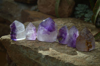 Polished Window Amethyst Points x 6 From Ankazobe, Madagascar