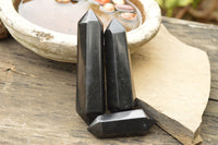 Polished Double Terminated Black Basalt Points  x 3 From Madagascar - TopRock