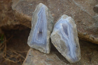 Polished Blue Lace Agate Geode Specimens  x 6 From Malawi