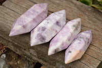 Polished Double Terminated Pale Lepidolite Points  x 4 From Zimbabwe - TopRock