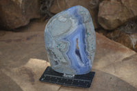 Polished Blue Lace Agate Standing Free Forms  x 2 From Nsanje, Malawi - Toprock Gemstones and Minerals 