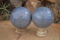 Polished Blue Lazulite Spheres  x 2 From Madagascar - TopRock
