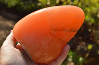 Polished Vibrant Bright Orange Twist Calcite Standing Free Forms  x 2 From Maevantanana, Madagascar - TopRock