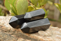 Polished Double Terminated Black Basalt Points  x 3 From Madagascar - TopRock