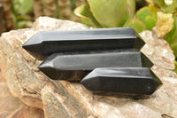 Polished Double Terminated Black Basalt Points  x 3 From Madagascar - TopRock