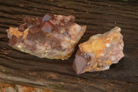 Natural Red Hematoid Phantom Quartz Specimens x 2 From Karoi, Zimbabwe