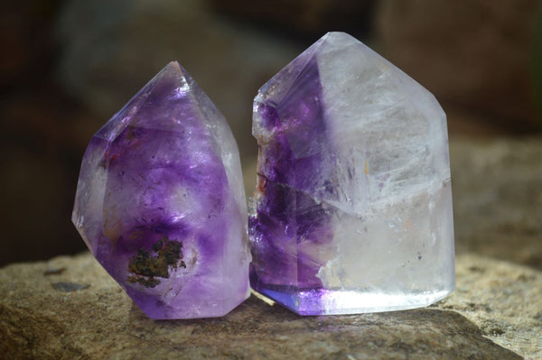 Polished Window Amethyst Points x 6 From Ankazobe, Madagascar