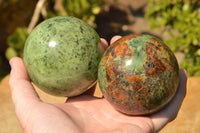 Polished Green Chrysoprase Spheres & Hearts  x 4 From Madagascar - TopRock