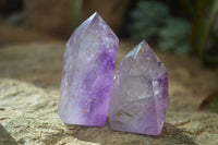 Polished Window Amethyst Points x 6 From Ankazobe, Madagascar