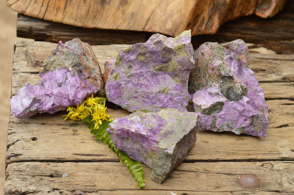 Natural Purple Stichtite With Green Serpentine (Atlantisite) Specimens  x 4 From Barberton, South Africa - TopRock