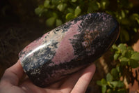 Polished  Pink & Black Rhodonite Standing Free Forms x 2 From Madagascar