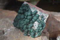 Natural Rare Ball Malachite On Drusy Limonite Quartz & Dolomite Matrix Specimens  x 2 From Kambove, Congo