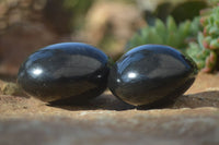 Polished Black Basalt Palm Stones x 12 From Madagascar