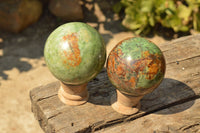 Polished Green Chrysoprase Spheres & Hearts  x 4 From Madagascar - TopRock