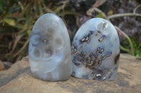 Polished Banded Agate Standing Free Forms  x 3 From West Coast, Madagascar