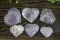 Polished Purple Lepidolite  Hearts  x 6 From Madagascar - Toprock Gemstones and Minerals 