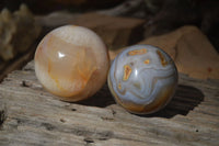 Polished Agate Spheres x 2 From Madagascar