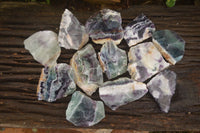 Polished  One Side Polished Watermelon Fluorite Pieces  x 12 From Uis, Namibia