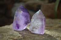 Polished Window Amethyst Points x 6 From Ankazobe, Madagascar