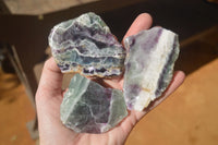 Polished  One Side Polished Watermelon Fluorite Pieces  x 12 From Uis, Namibia