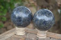 Polished Rare Iolite / Water Sapphire Spheres  x 2 From Northern Cape, South Africa - Toprock Gemstones and Minerals 