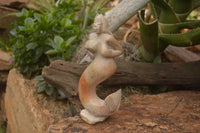 Polished White Marble Mermaid Carving x 1 From Zimbabwe - TopRock