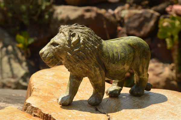 Polished Leopard stone Lion Carving  x 1 From Zimbabwe - TopRock