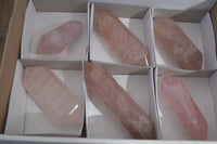 Polished Double Terminated Rose Quartz Points x 6 From Madagascar