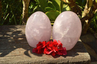 Polished Blueish Pink Rose Quartz Standing Free Forms x 2 From Ambatondrazaka, Madagascar - TopRock