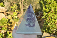 Polished Amethyst Set In A Clear Resin Pyramid With Light Stand x 1 From Southern Africa - TopRock