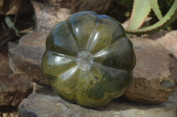 Polished Green Verdite Pumpkin Carving x 1 From Mazoe, Zimbabwe