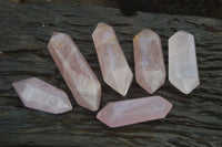 Polished Double Terminated Rose Quartz Points x 6 From Madagascar