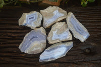 Polished One Side Blue Lace Agate Specimens x 6 From Nsanje, Malawi