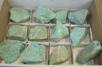 Natural Rough Amazonite Cobbed Specimens  x 12 From Madagascar