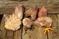 Natural Red Hematoid Phantom Quartz Clusters x 6 From Zimbabwe - TopRock