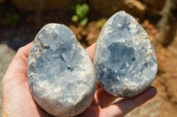 Polished Blue Celestite Eggs With Crystalline Centres  x 4 From Madagascar - TopRock