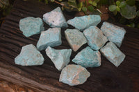 Natural Rough Amazonite Cobbed Specimens  x 12 From Madagascar