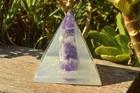 Polished Amethyst Set In A Clear Resin Pyramid With Light Stand x 1 From Southern Africa - TopRock