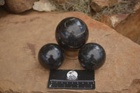 Polished Rare Sparkling Blue Iolite Spheres  x 3 From Madagascar - TopRock