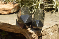 Polished Double Terminated Black Basalt Points  x 2 From Madagascar - TopRock