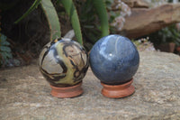 Polished Lazulite & Septaria Spheres  x 2 From Madagascar