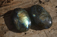 Polished  Flashy Labradorite Palm Stones  x 12 From Tulear, Madagascar