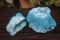 Natural Blue Chrysocolla On Silky Malachite Matrix Specimens x 2 From Kulukuluku, Congo - Toprock Gemstones and Minerals 