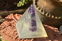 Polished Amethyst Set In A Clear Resin Pyramid With Light Stand x 1 From Southern Africa - TopRock